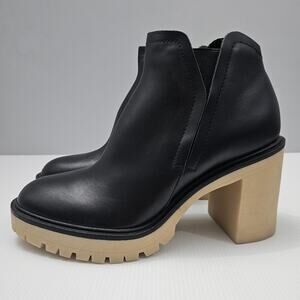NEW Dolce Vita Cashe H2O Ankle Bootie Lug Sole Waterproof Black Leather Size 10